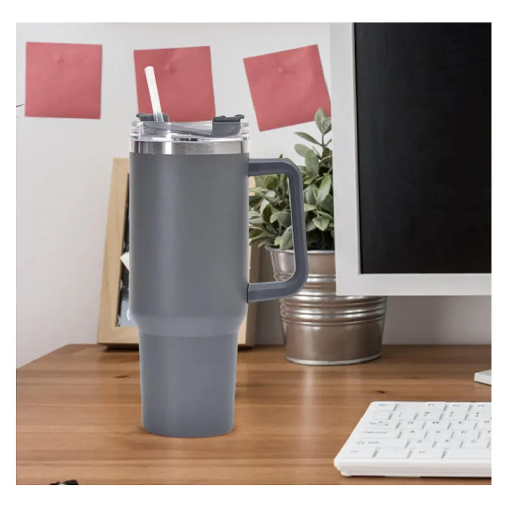 1.2L Double-Walled Stainless Steel Thermal Tumbler With Straw