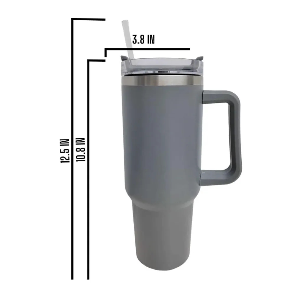 1.2L Double-Walled Stainless Steel Thermal Tumbler With Straw