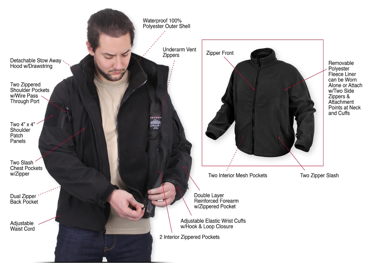 3-In-1 Spec Ops Tactical Soft Shell Jackets