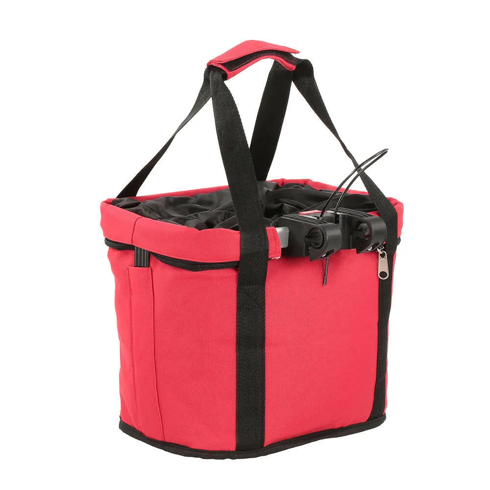 Bicycle Basket Detachable Cycling Bike Handlebar Front Carrier Bag Pet Carrier Aluminum Alloy Frame