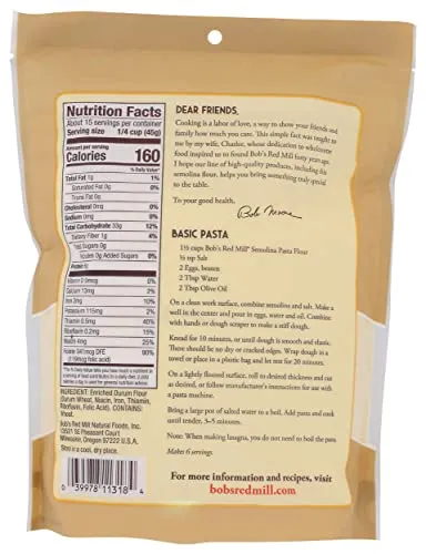 Bob's Red Mill Semolina Pasta Flour 24 Oz Pack of 1