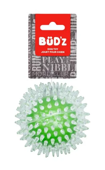 Bud'Z Rubber Dog Toy - Transparent Spiked Ball