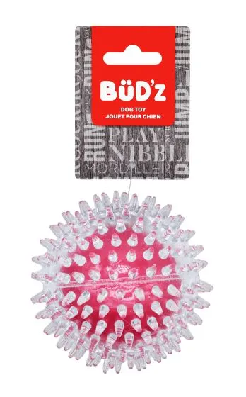 Bud'Z Rubber Dog Toy - Transparent Spiked Ball