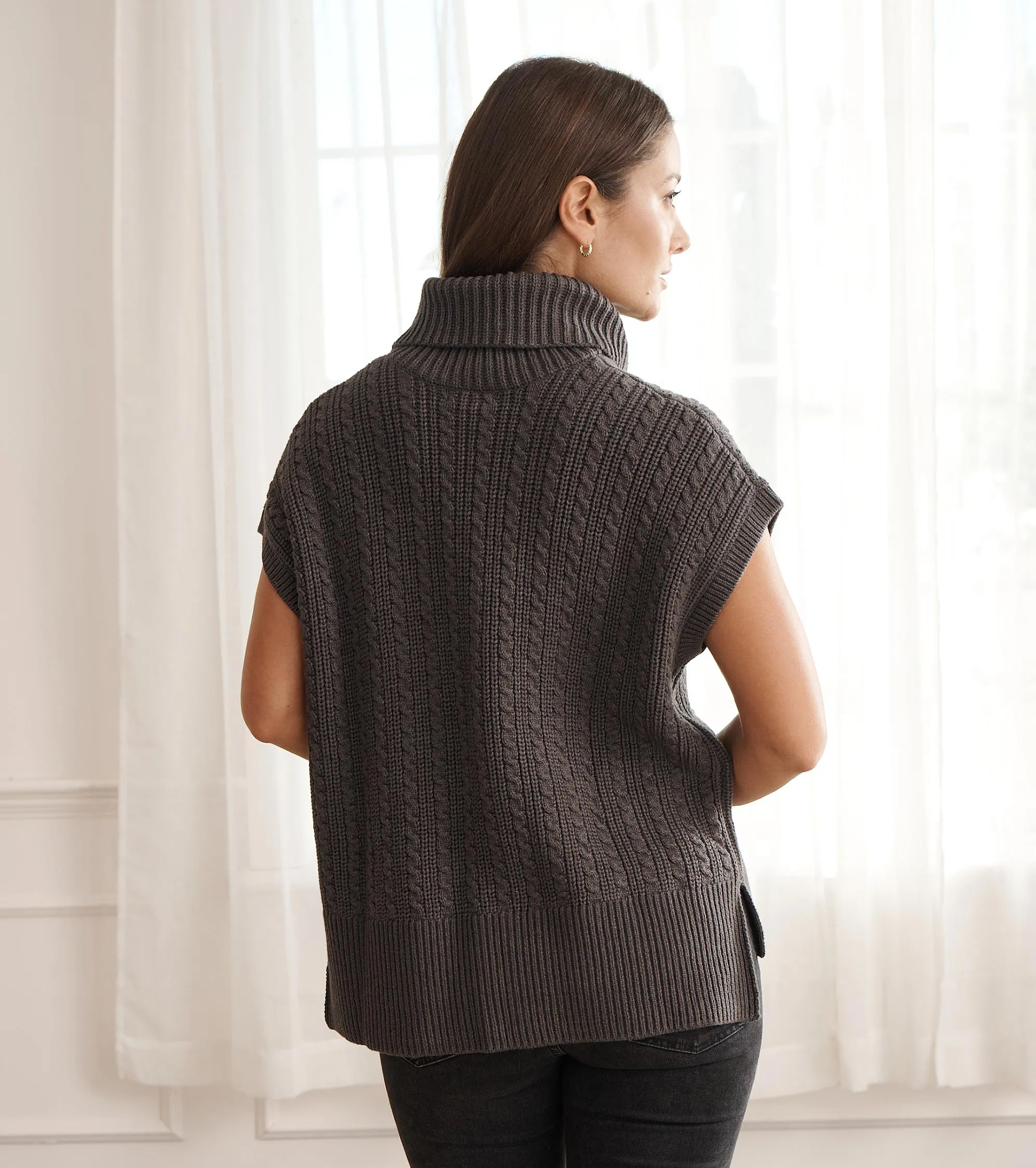 Cable Knit Vest - Charcoal Grey