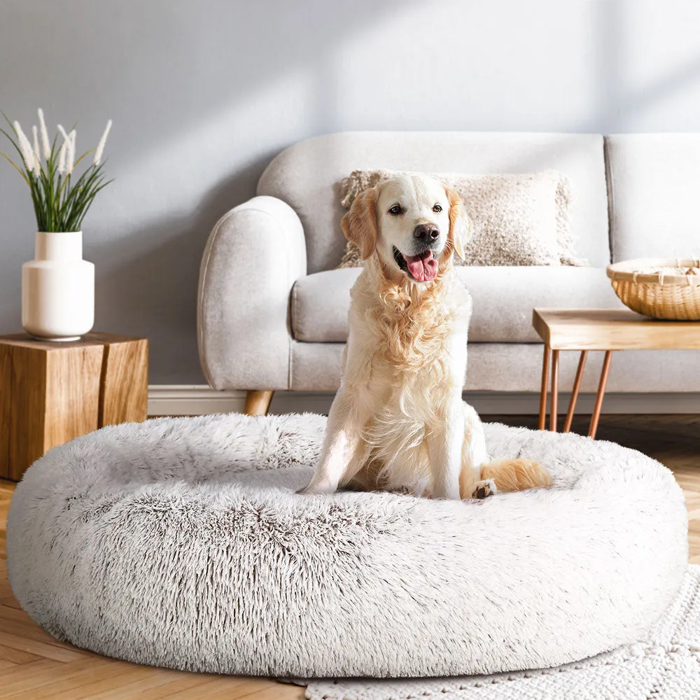 Calming Extra Large Soft Plush Pet Bed in White