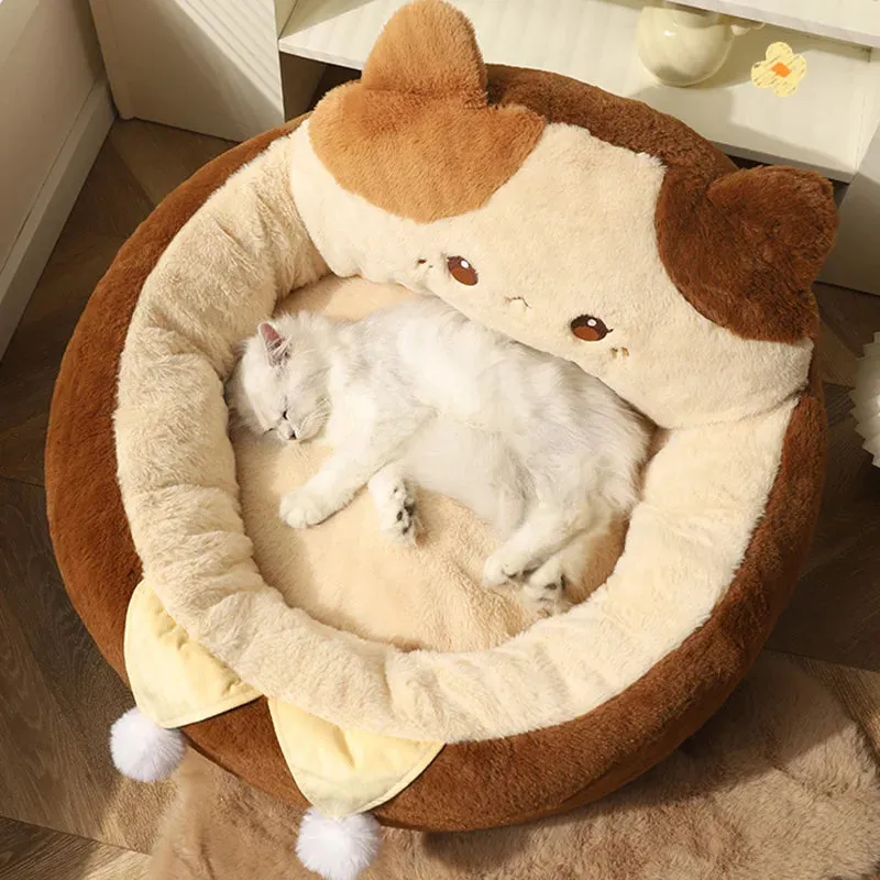 Cats Sofa Dogs Bed | Round Cat Pad Mattress | Winter Warm Deep Sleep Cushion | Soft Cat House Dog Nest | Pet Accessories