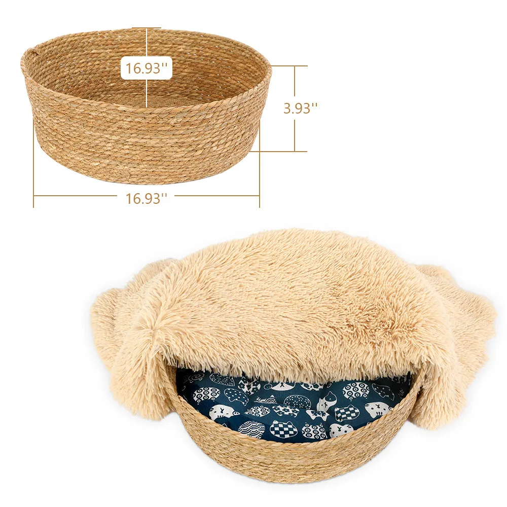 Cattail Woven Round Cat Bed