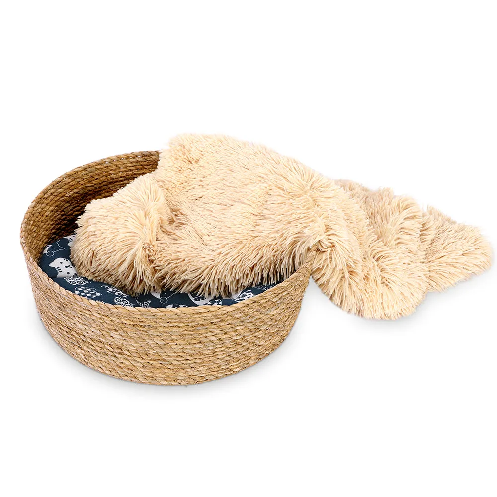 Cattail Woven Round Cat Bed