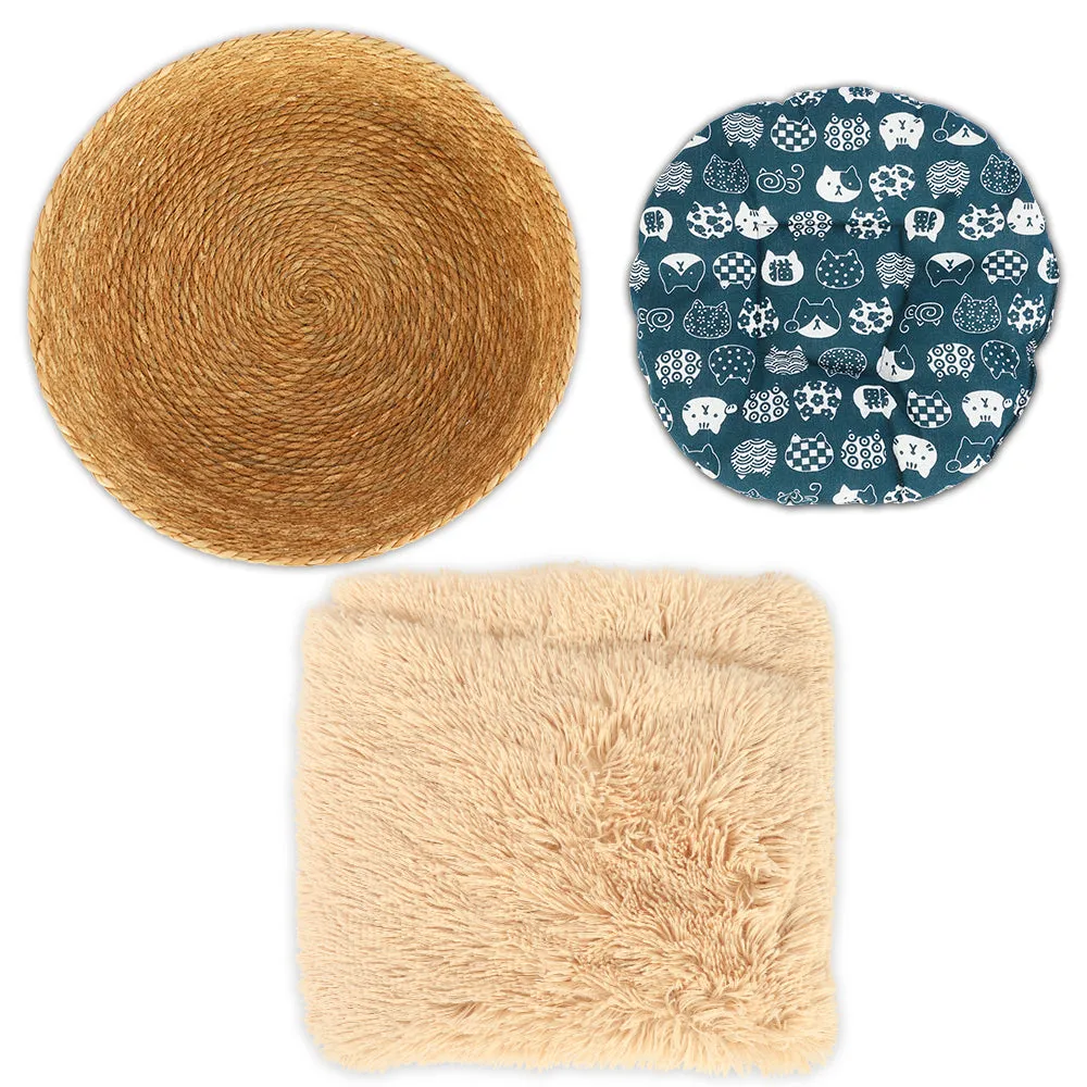 Cattail Woven Round Cat Bed