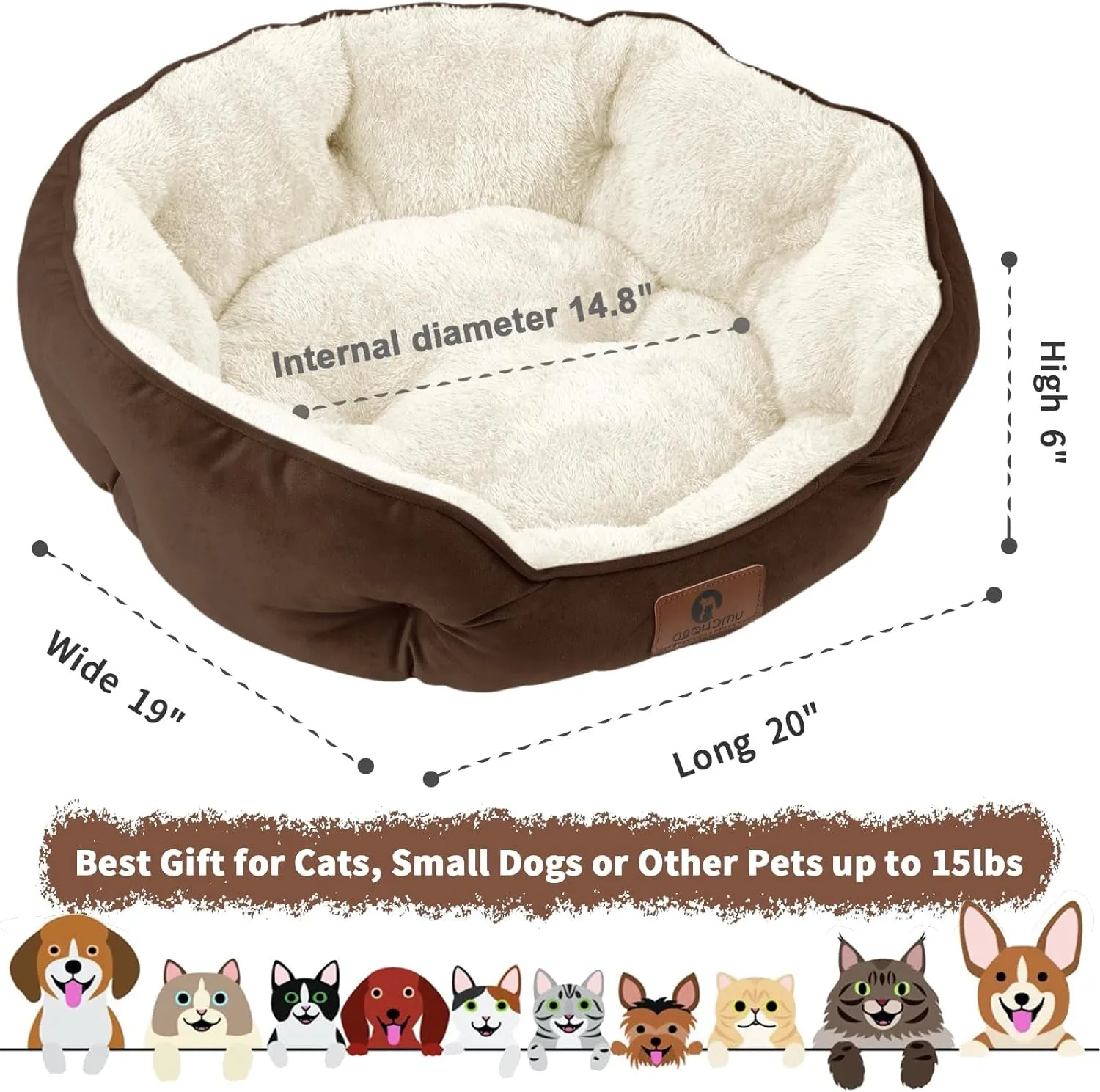 Cozy 20-Inch Small Dog and Cat Bed - Extra Soft, Machine Washable, Anti-Slip & Water-Resistant for Ultimate Comfort