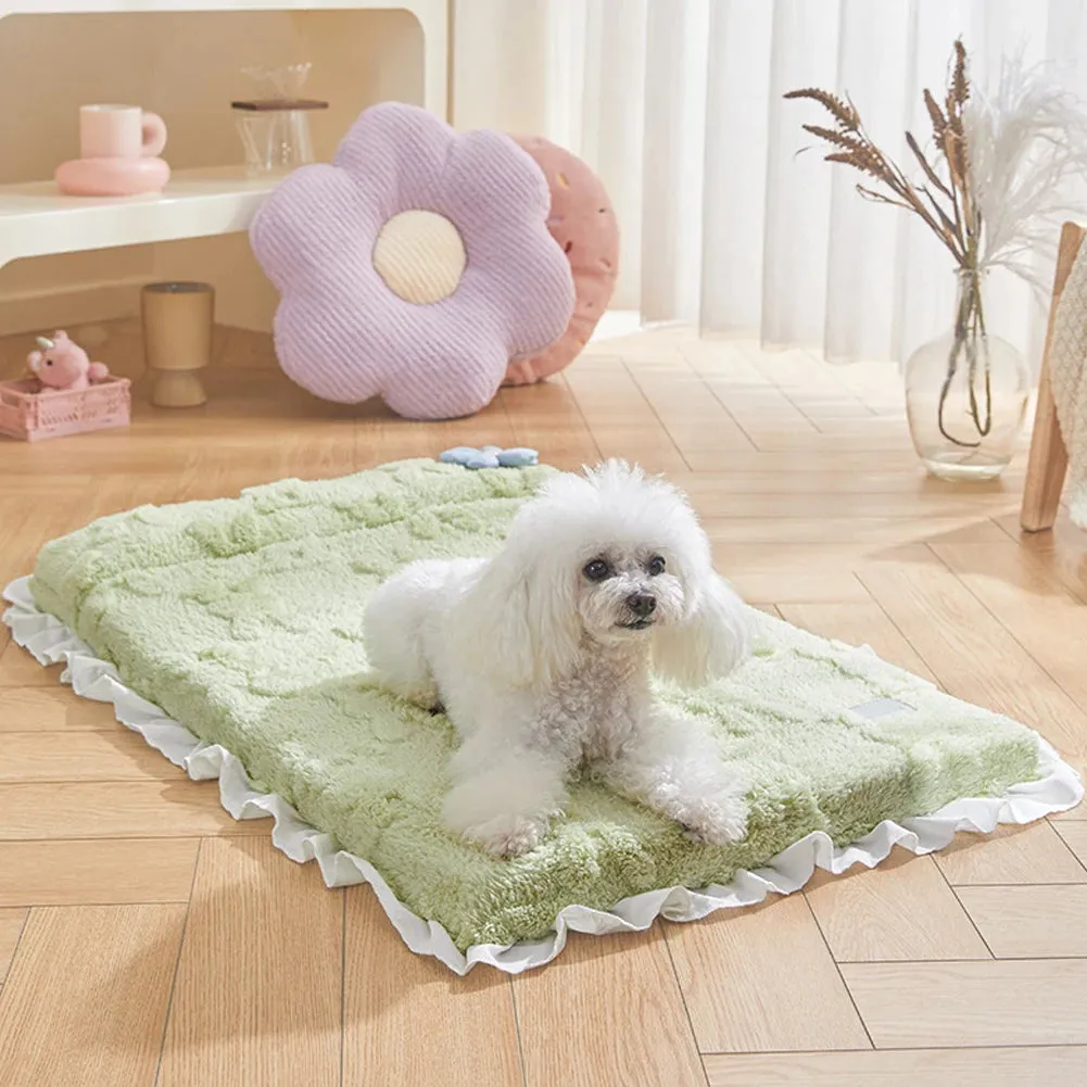 Cute Washable Soft Plush Dog Bed - Comfortable Pet Mattress, Dog Cushion, Puppy Blanket for Indoor Cat and Dog Mat