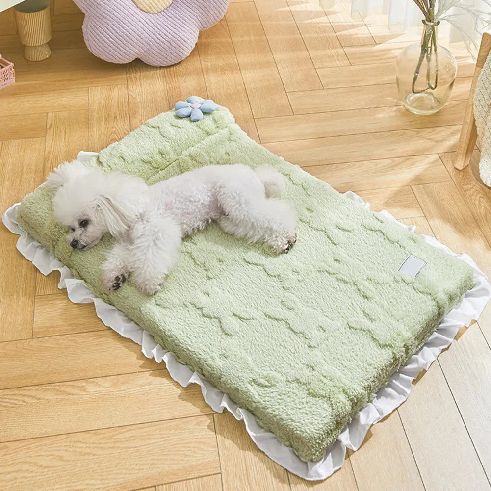 Cute Washable Soft Plush Dog Bed - Comfortable Pet Mattress, Dog Cushion, Puppy Blanket for Indoor Cat and Dog Mat