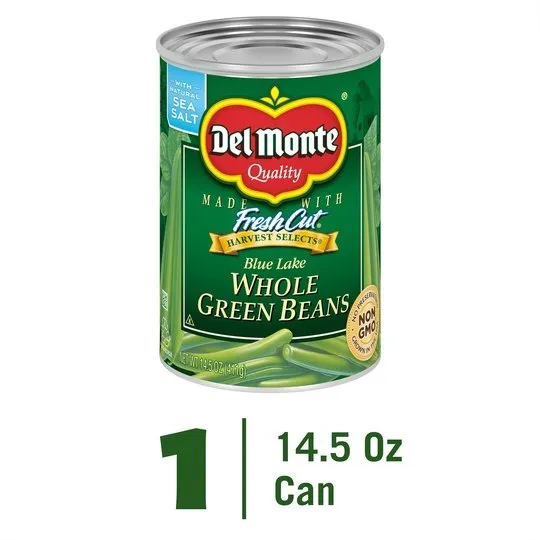 Del Monte Whole Green Beans, Canned Vegetables, 14.5 oz Can