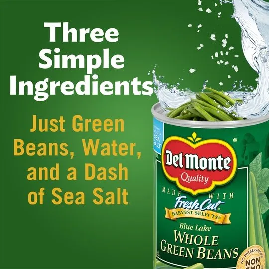 Del Monte Whole Green Beans, Canned Vegetables, 14.5 oz Can