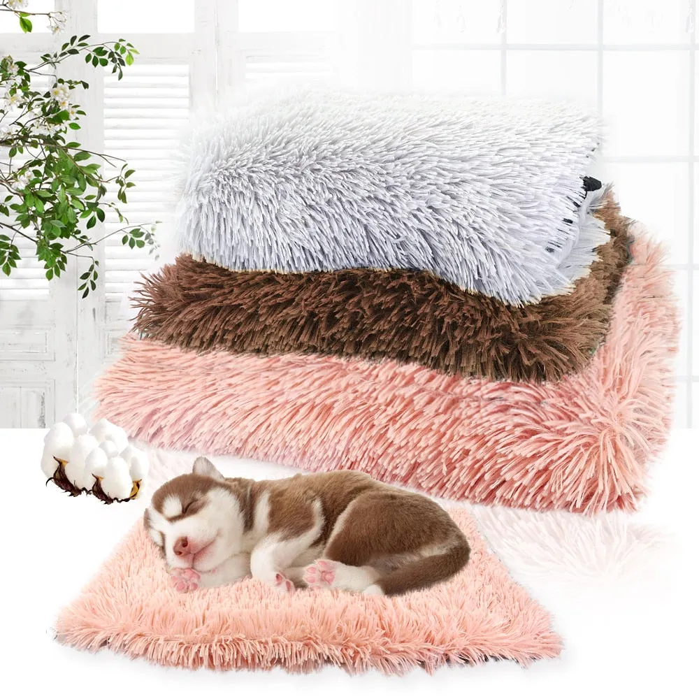 Dog Bed Mat Soft Fleece Pet Cushion House Warm Bed Blanket