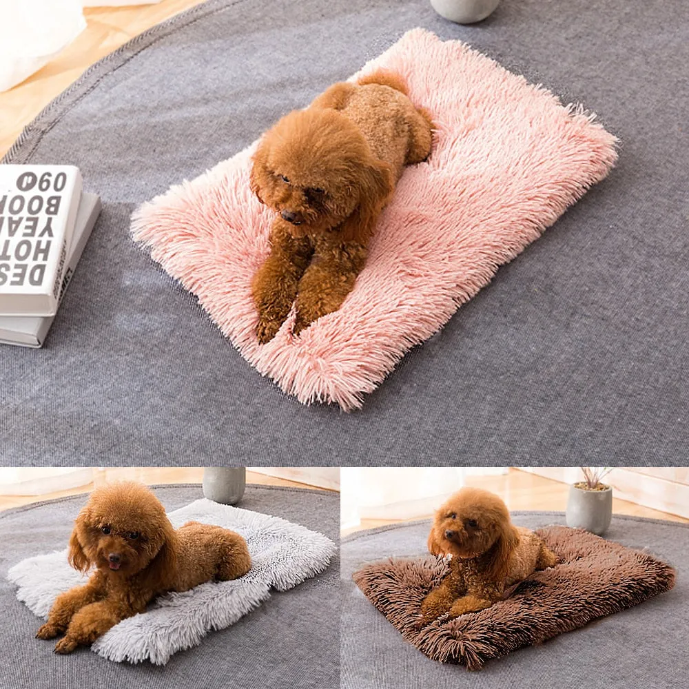 Dog Bed Mat Soft Fleece Pet Cushion House Warm Bed Blanket