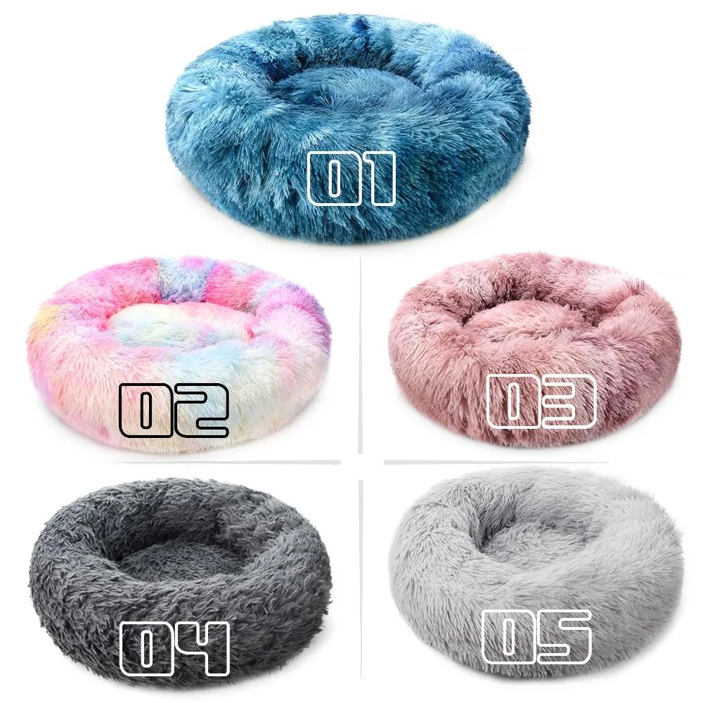 Dog Cat Super Soft Round Velvet Washable Long Plush  Best Pet Dog Bed