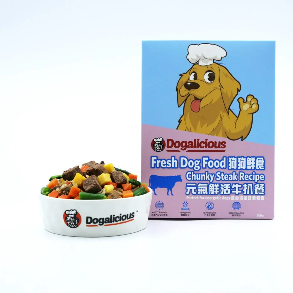 Dogalicious - Frozen Fresh Made Chunky Steak Recipe Dog Food