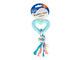 Dogtoy Puppy TPR Heart With Cotton Rope 14cm