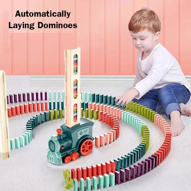 Electric Domino Train Set with Interactive Lights & Sounds - Fun STEM Learning Experience for Kids