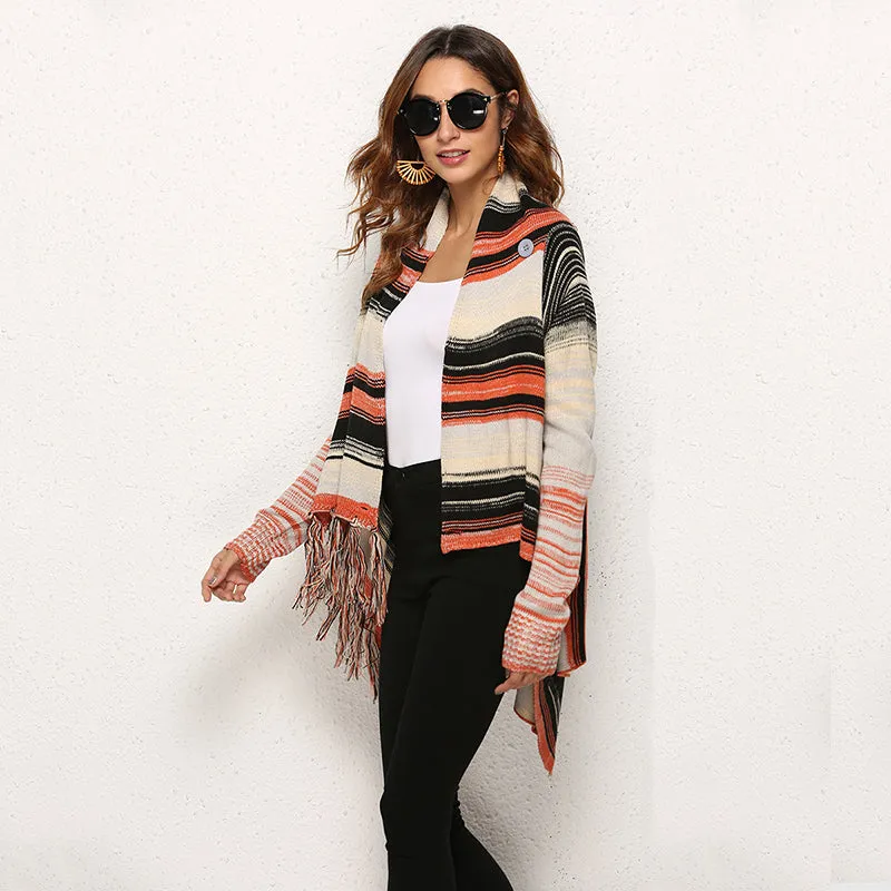 Ellen Irregular Fringe Vintage Women Sweater