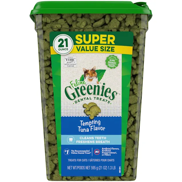 FELINE GREENIES Adult Natural Dental Care Cat Treats, Tuna Recipe