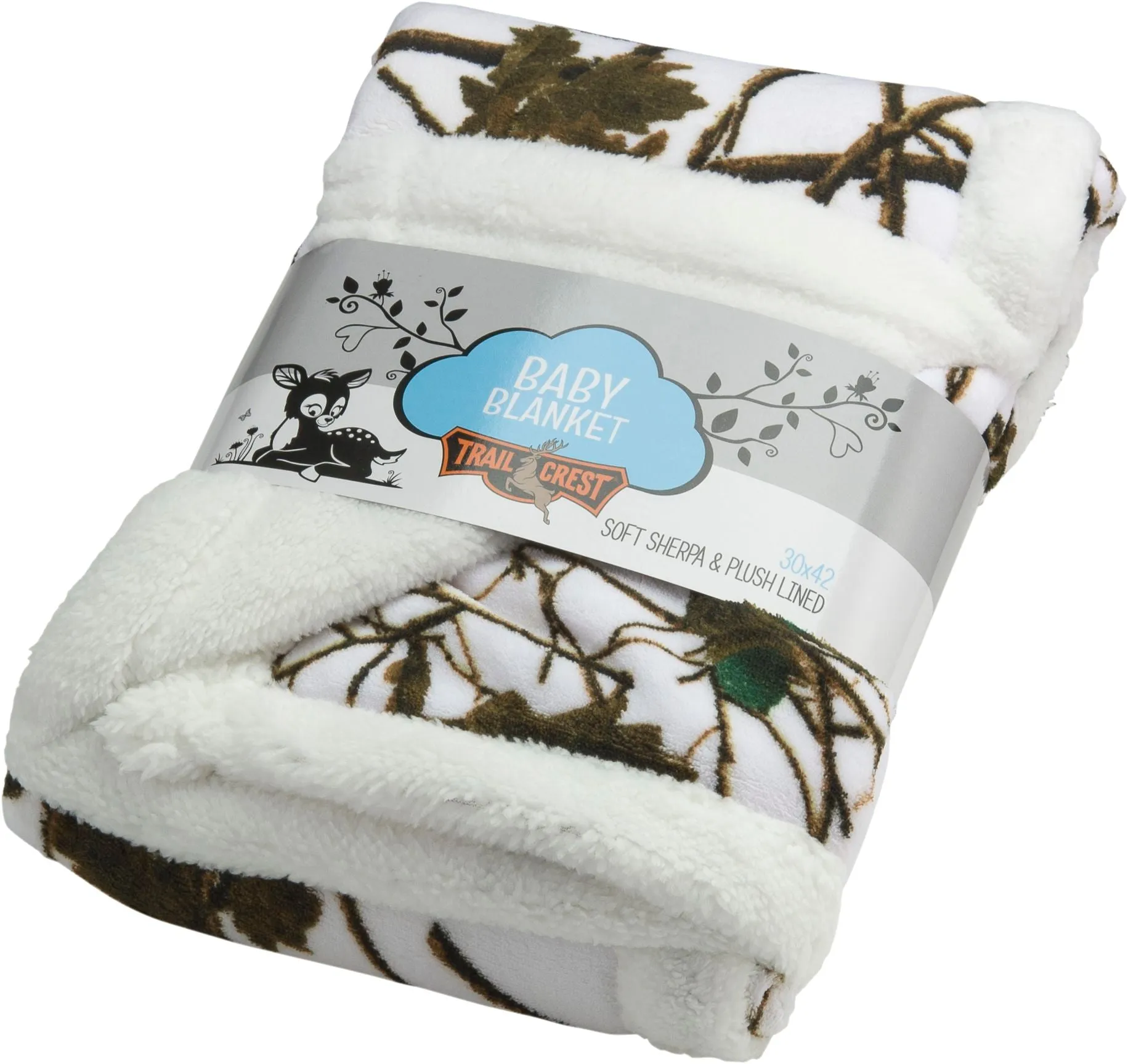 Floral Camo Plush Fleece Sherpa Baby Blanket