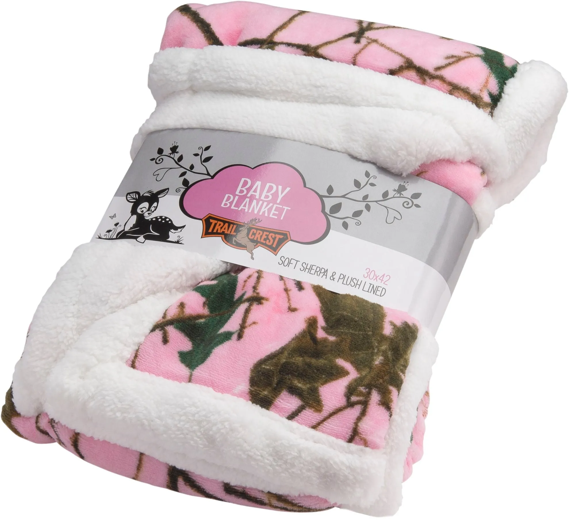 Floral Camo Plush Fleece Sherpa Baby Blanket