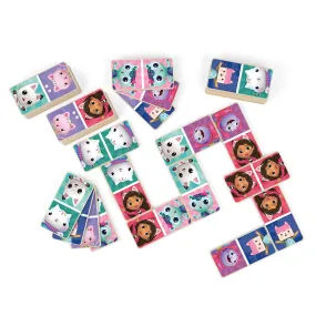 Gabby's Dollhouse Wooden Dominoes - Fun Matching Game for Kids, Durable Wooden Pieces in a Handy Portable Tub