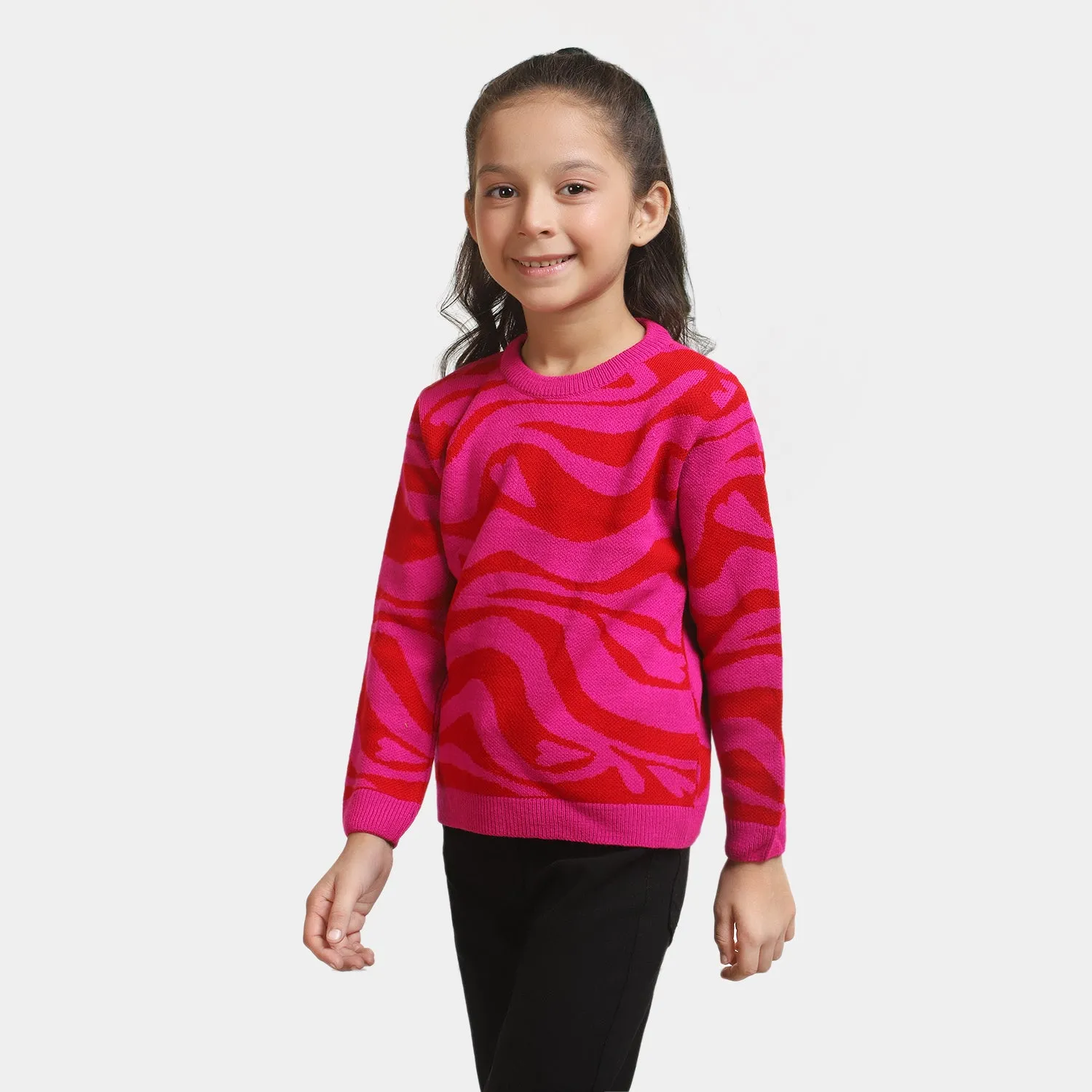 Girls Crew Neck Sweater -D.PINK