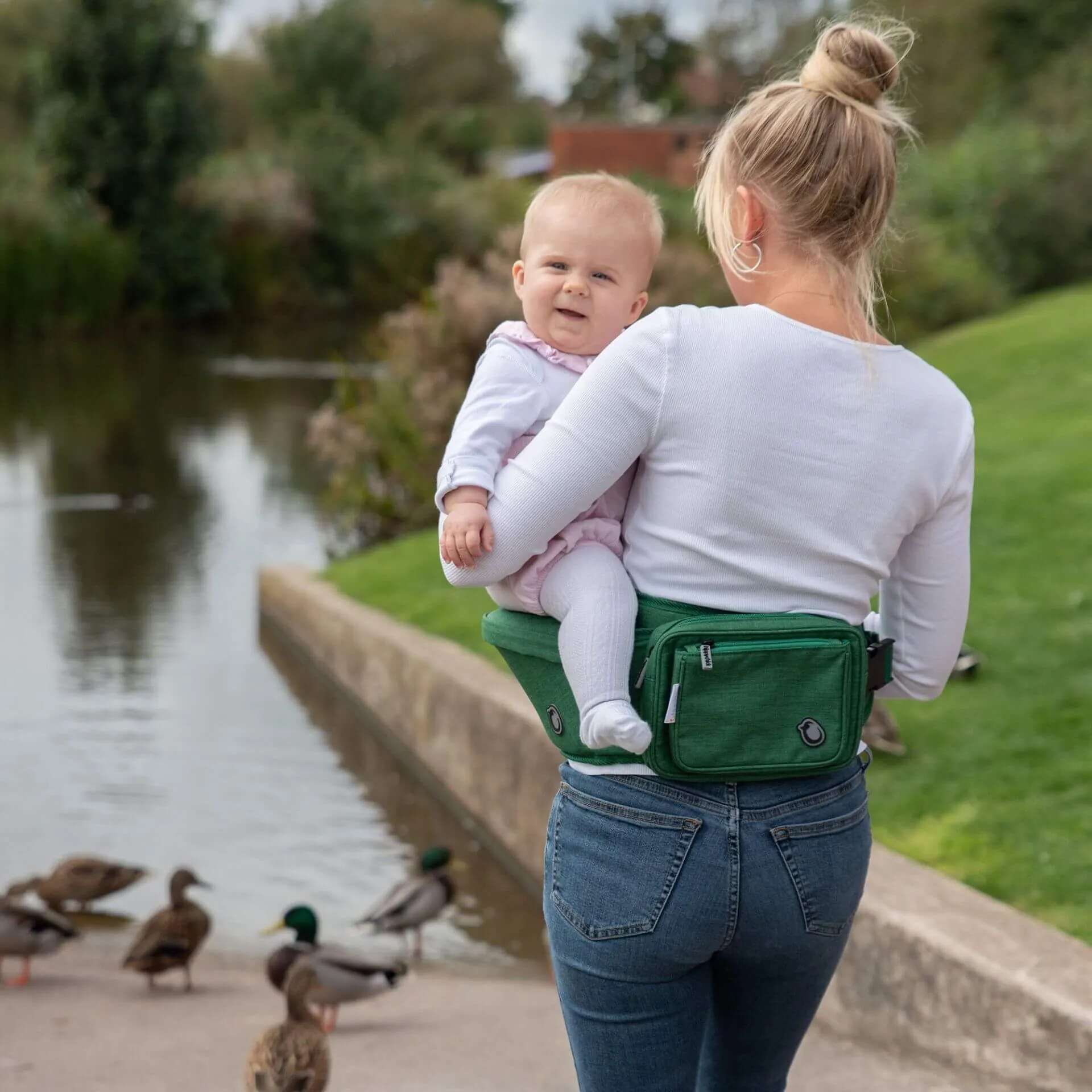 Hippychick Hipseat Baby Carrier (Denim Green)