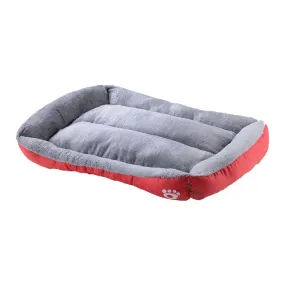 Homestic Dog & Cat Bed|Super Soft Plush Top Pet Bed|Oxford Cloth Polyester Filling|Machine Washable Dog Bed|Rectangular Cat Bed with Rise-Edge Pillow|QY036R-M|Red