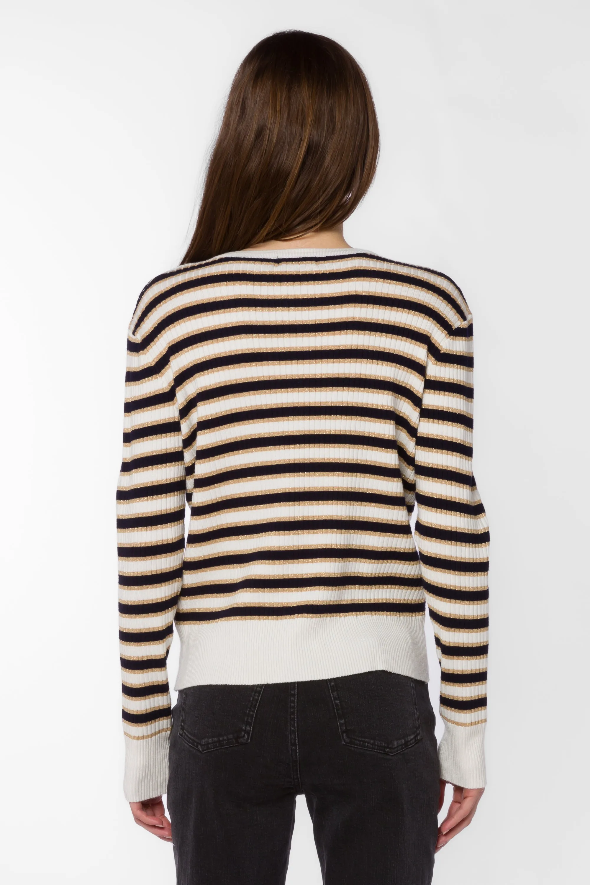 Janiyah Navy Gold Stripe Sweater