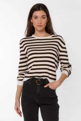 Janiyah Navy Gold Stripe Sweater