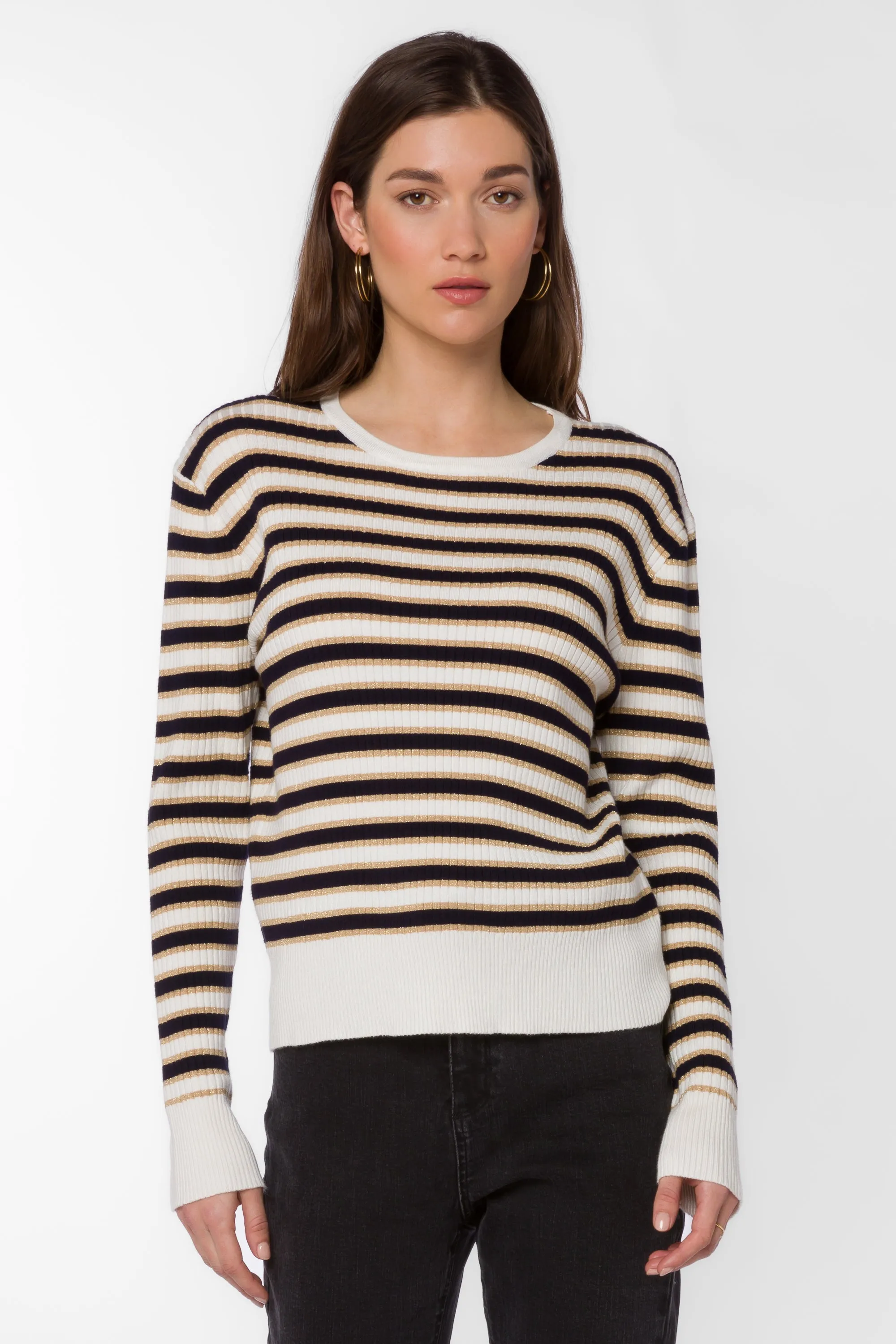 Janiyah Navy Gold Stripe Sweater