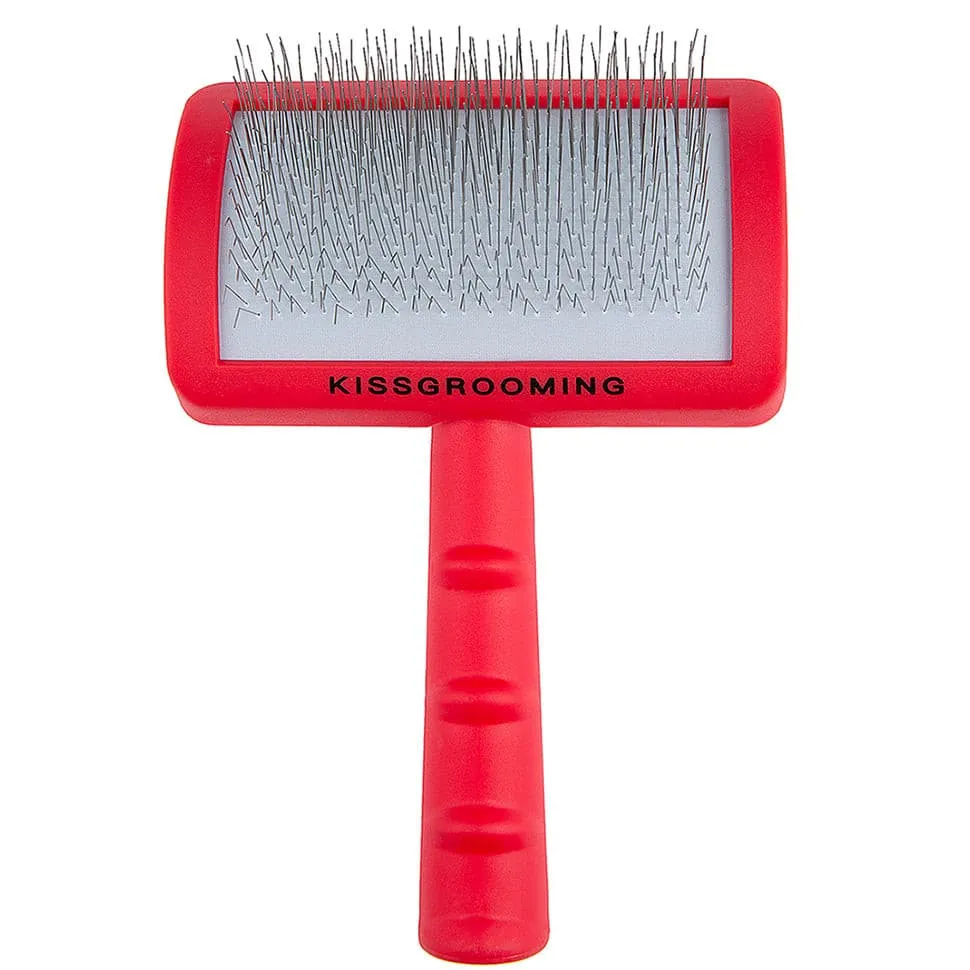 Kissgrooming Slicker Brush with Ergonomic Handle - Long Soft Teeth