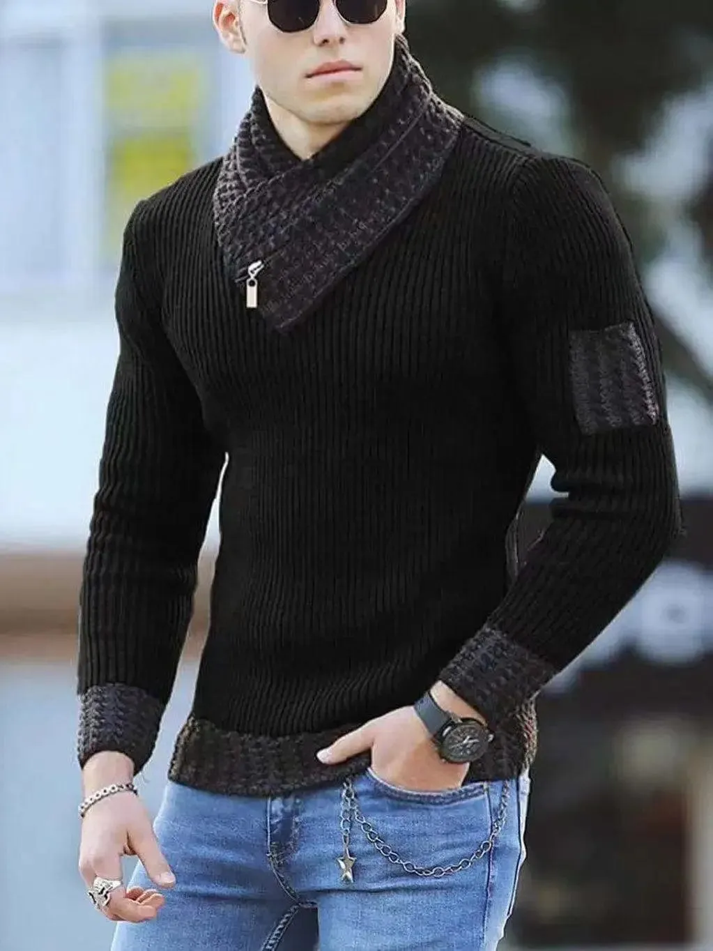 Korean Fashion Autumn Men Casual Vintage Style Sweater Wool Turtleneck