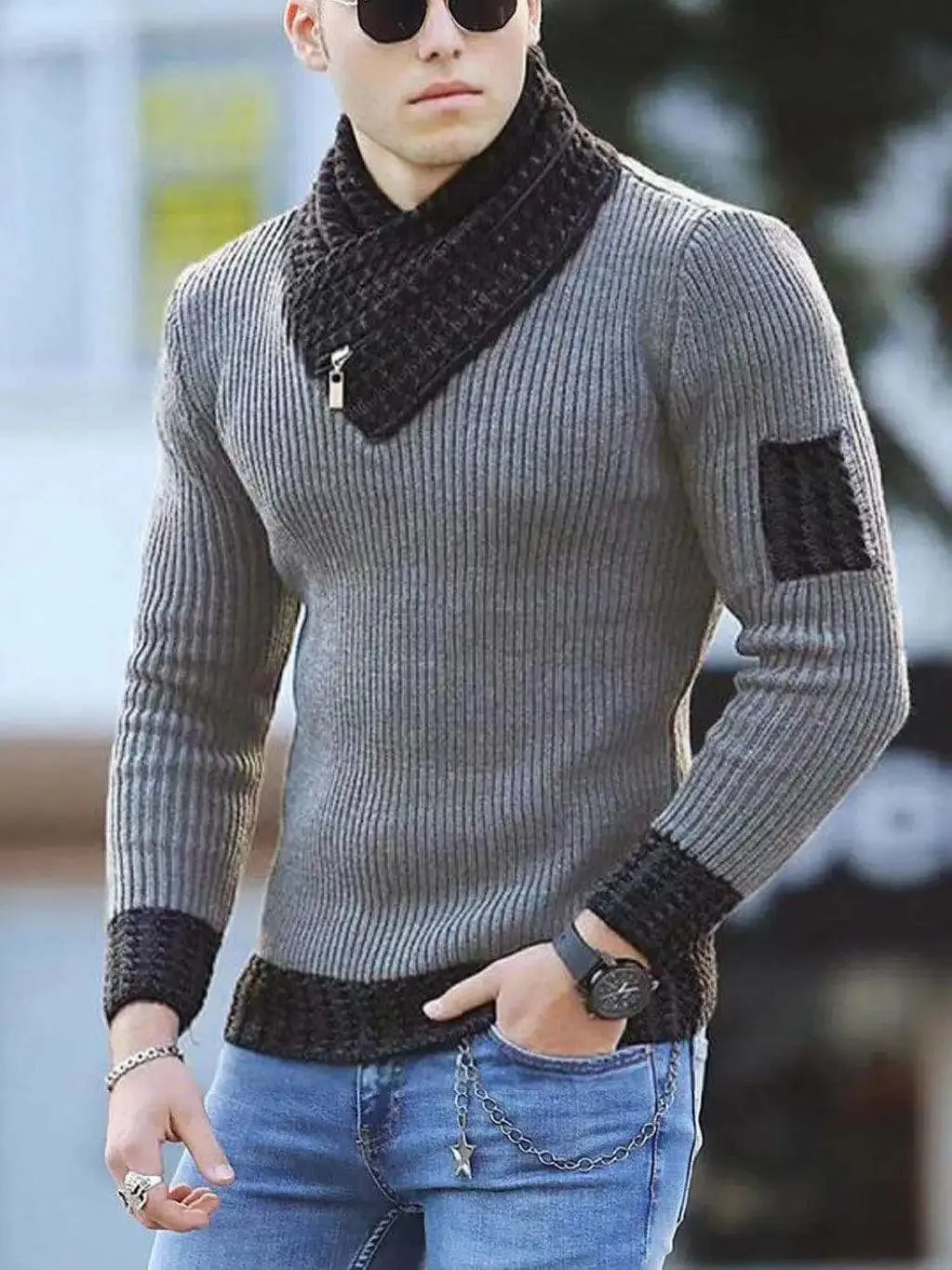 Korean Fashion Autumn Men Casual Vintage Style Sweater Wool Turtleneck