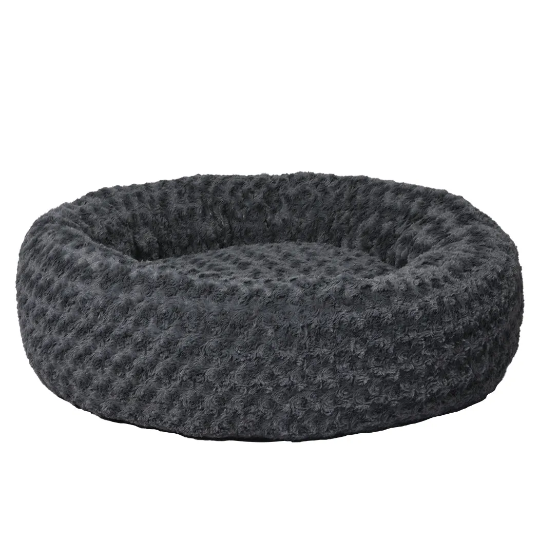 LARGE Dog Beds Calming Warm Soft Plush - Dark Grey