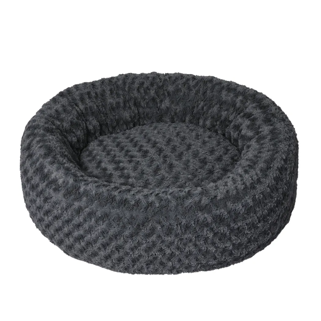 LARGE Dog Beds Calming Warm Soft Plush - Dark Grey