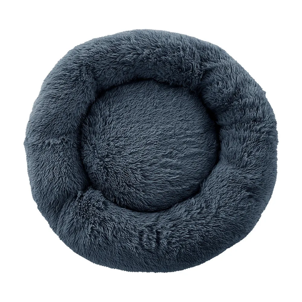 LARGE Dog Beds Pet 90cm Calming Soft Plush - Dark Grey