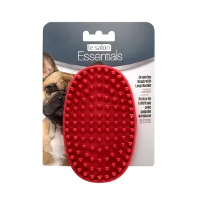 Le Salon Essentials Dog Rubber Grooming Brush with Loop Handle, Red