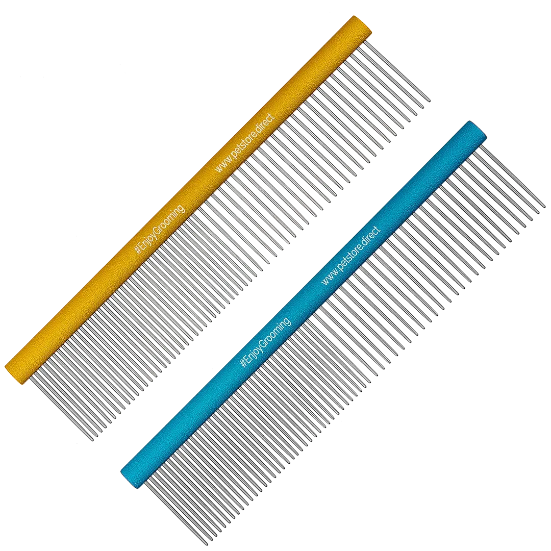 Limited Edition 7.5" Gold and Blue 50/50 Comb Set by PetStore.Direct