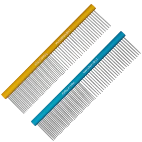 Limited Edition 7.5" Gold and Blue 50/50 Comb Set by PetStore.Direct