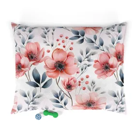 Luxury Pet Bed, feather soft fleece Floral Poppies