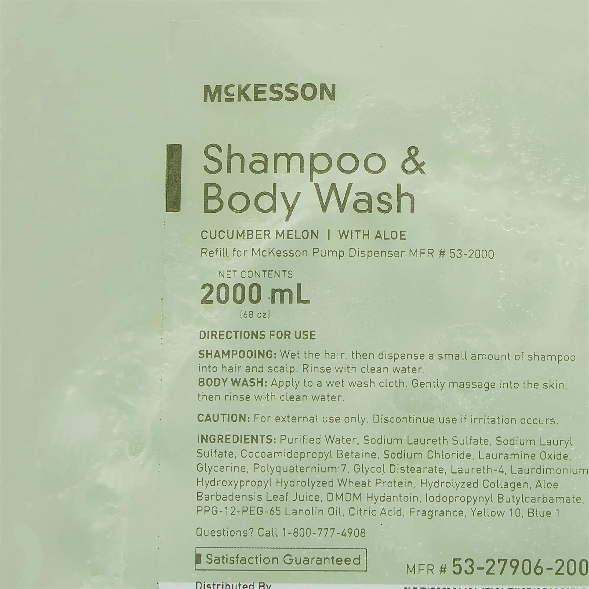 McKesson Shampoo and Body Wash Dispenser Refill Bag 2000 mL, Cucumber Melon