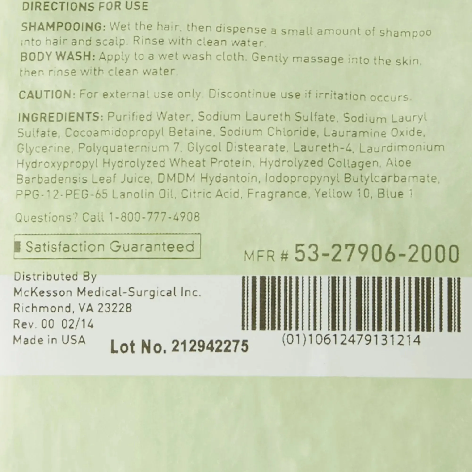 McKesson Shampoo and Body Wash Dispenser Refill Bag 2000 mL, Cucumber Melon