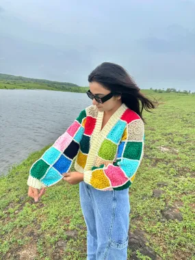 Multicoloured Patch Cardigan