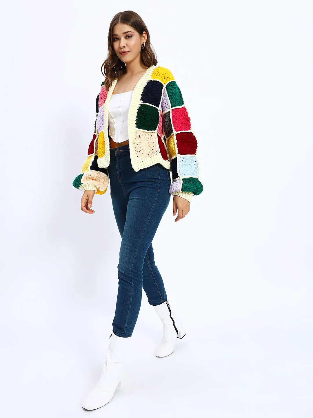 Multicoloured Patch Cardigan