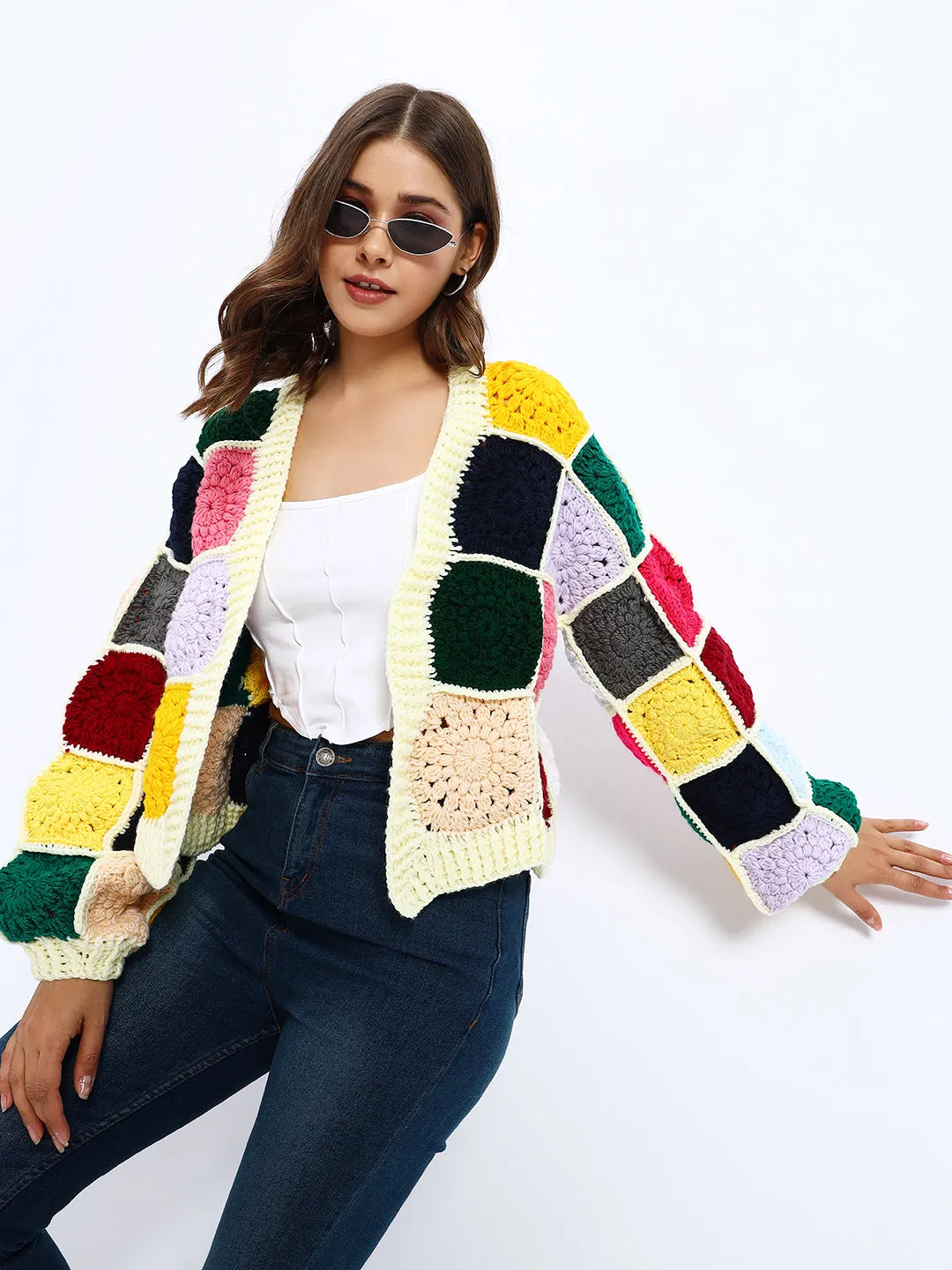 Multicoloured Patch Cardigan